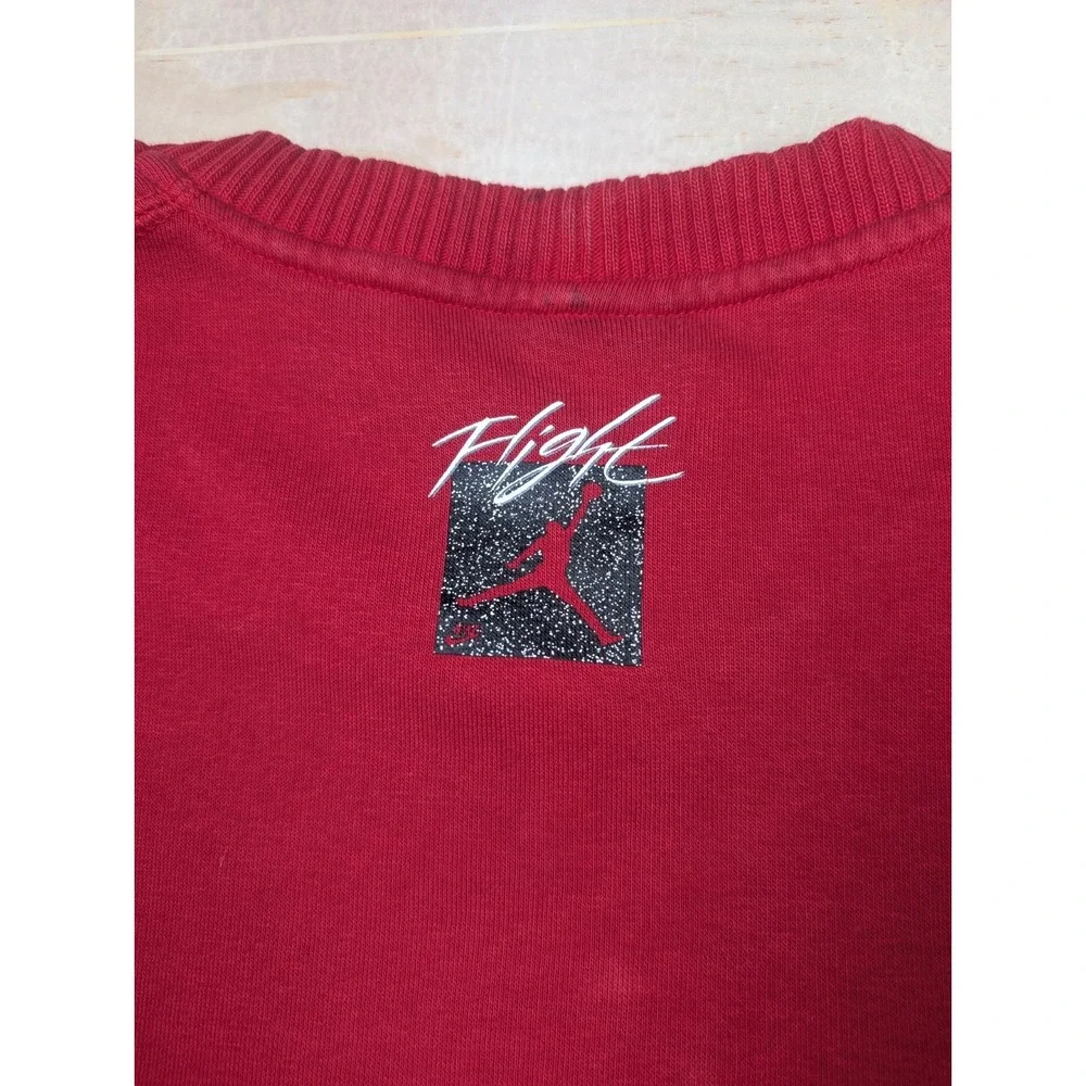 Nike Air Jordan Flight Jumpman Speckle Logo Red Crewneck Sweatshirt Mens XL